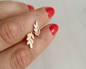 Leaves Earrings, Leaf Earrings, Leaf Stud Earrings, Gold + Silver Earrings, Gold + Silver Studs, Rose Gold Earrings, Stud Earrings Gift