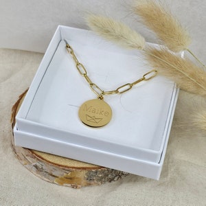 Colar personalizado com placas gravadas de 20 mm em ouro e prata, colar dourado, colar família, colar com nome, presente personalizado