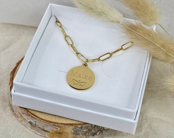 Personalisierte Kette mit 20mm Gravur Plättchen in Gold und Silber, Halskette Gold, Familienkette, Namenskette, personalisiertes Geschenk