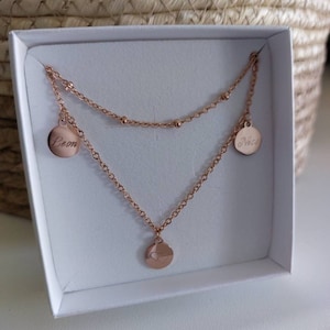 Colar de placa personalizado com várias fileiras em ouro, prata e rosa feito de aço inoxidável, presente personalizado para mãe, mulher, namorada