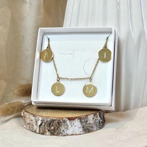Personalisierte 15mm Plättchen Kette in Gold, Rosé, Silber aus Edelstahl, Kette Buchstaben Gravur, Namens Kette als Geschenk, Halskette gold