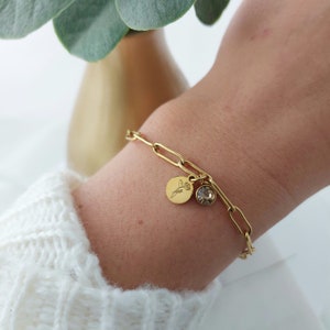 Personalisiertes Geburtsstein Armband in Gold,Silber,Rosé,Gravur Armband mit Plättchen Anhänger,Geschenk für Frau,beste Freundin,Geburtstag Bild 1