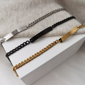 Gepersonaliseerde herenarmband, herenarmband van roestvrij staal, gegraveerde armband, herenarmband met gravure, cadeau voor papa, vaderdagcadeau