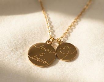 Personalisierte Kette mit 2 Gravur Plättchen Anhängern in Gold, Silber oder Rosé, Buchstaben Kette gold, personalisiertes Geschenk Mama