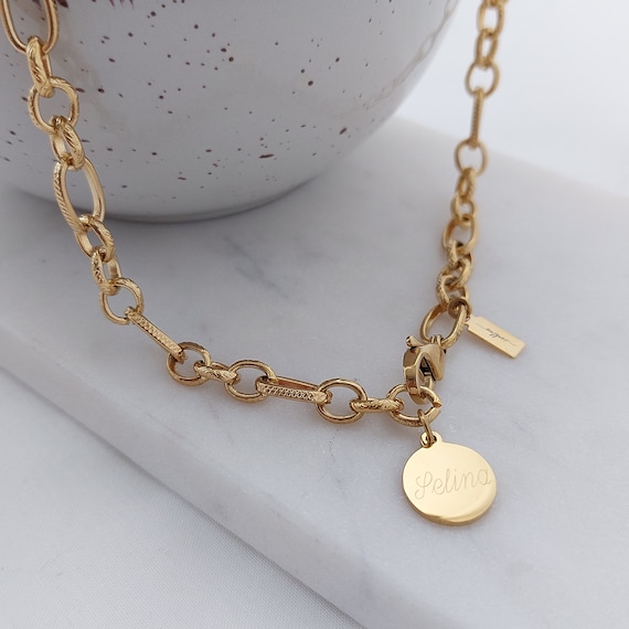 Engraved plate necklace sale