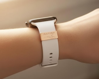 Smartwatchband gegraveerd • Cadeau voor vrouwen • Gepersonaliseerde gegraveerde roestvrijstalen plaat • Cadeau voor vriendin • Smartwatch-sieraden voor vrouwen