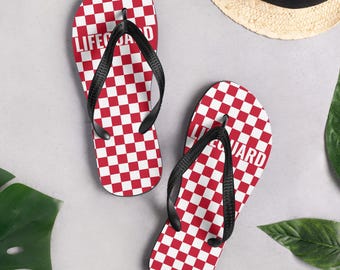 Lifeguard Checkered Flip-Flops: Summer Slipper Beach Sandals Gift