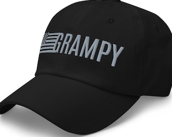 Embroidered "GRAMPY" Baseball Cap: USA Flag Patriotic Grandparent Gift