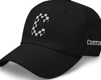 Custom Initial Baseball Cap: Customizable Color Personalized Embroidered Checkered Letter Name Hat