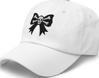 Pirate Bow Hat: Customizable Color Embroidered Skeleton Coquette Halloween Baseball Cap