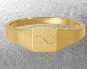 Infinity Symbol Signet Ring | Engraved Stainless Steel Friendship Ring