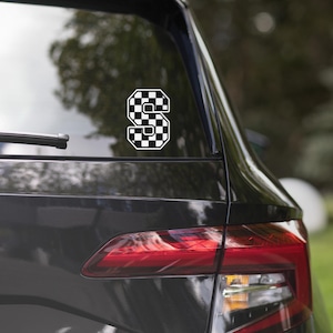 Checkered Monogram Vinyl Decal: Car Laptop Window Custom Initial Letter Sticker