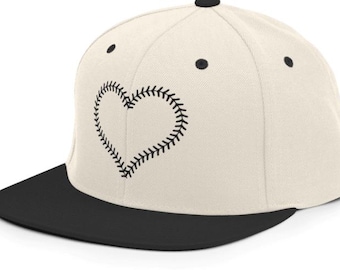 Customizable Baseball Snapback Hat: Custom Embroidered Baseball Softball Heart Cap