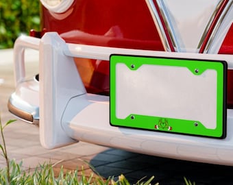 Grinchy Customizable Color Metal License Plate Frame: Heart Hands Grinchmas Holiday Car Decor