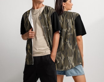 Custom Recycled Baseball Jersey: Customizable Colors Hunting Camouflage Button Up