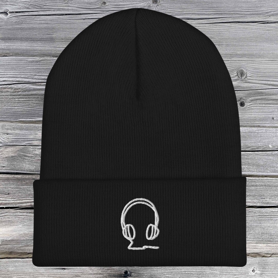 HEADPHONES Beanie Embroidered Headphone Unisex Beanie DJ Etsy