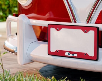 McQueen Eyes Customizable Color Metal License Plate Frame: Cars Inspired, Car Decor Gift