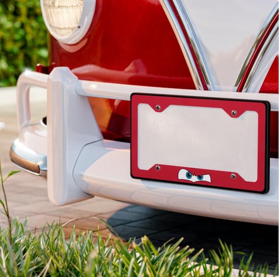 Cars Metal License Plate Frame: McQueen Eyes Car Decor Gift