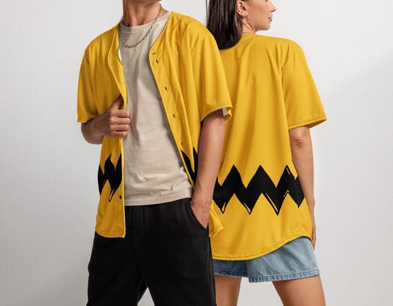 Zig Zag Jersey: Recycled Fabric Button-Down Shirt, Customizable Color Peanuts Inspired