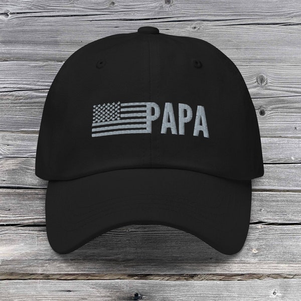 PAPA Hat For Papa Embroidered USA Papa Baseball Cap Papa Flag Hat For Patriotic Grandparents Hat Dad Gift For Papa Dad Hat