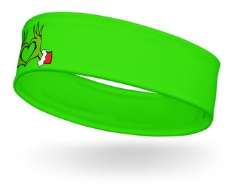 Diadema con manos de corazón del Grinch: accesorio unisex para el cabello, ideal para las fiestas y con color personalizable.