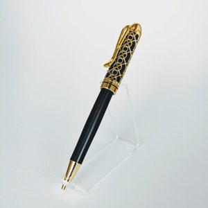 Caneta giratória em ébano e ouro - estilo sofisticado
