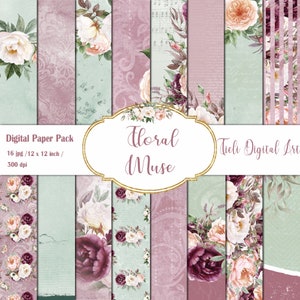 Green and Dark Pink Wedding Paper, Floral Wedding Printable, Wedding Background, Wedding Card, Wedding Invitation, Peonies Wedding Paper