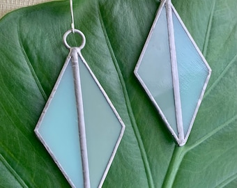Hazy Blue Glass Dangle Earrings