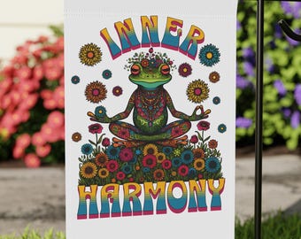 Inner Harmony Frog Garden Banner | Outdoor Decorative Flag, Yoga Meditation Design