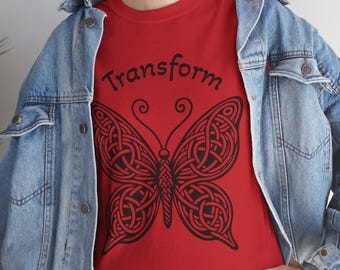 Celtic Knot Butterfly Transform T-Shirt | Inspirational Metamorphosis Tee