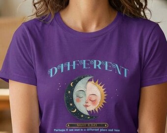 Different Sun and Moon Tee | Celestial Face Illustration, Day Night Graphic