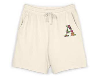 Floral Initial Applique Sweat Shorts | Personalized Monogram Lounge Shorts