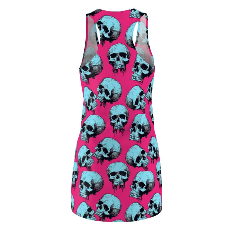 Blue Skulls Pattern Punk Rock Racerback Dress | Pink Background - Etsy