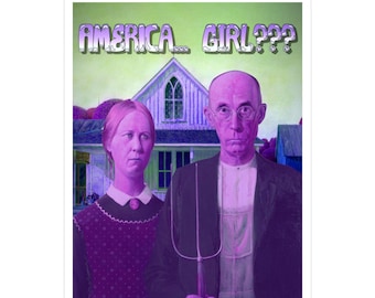 America Girl??? Gothic Couple Vinyl Decal | Kiss-Cut Sticker in 4 Sizes