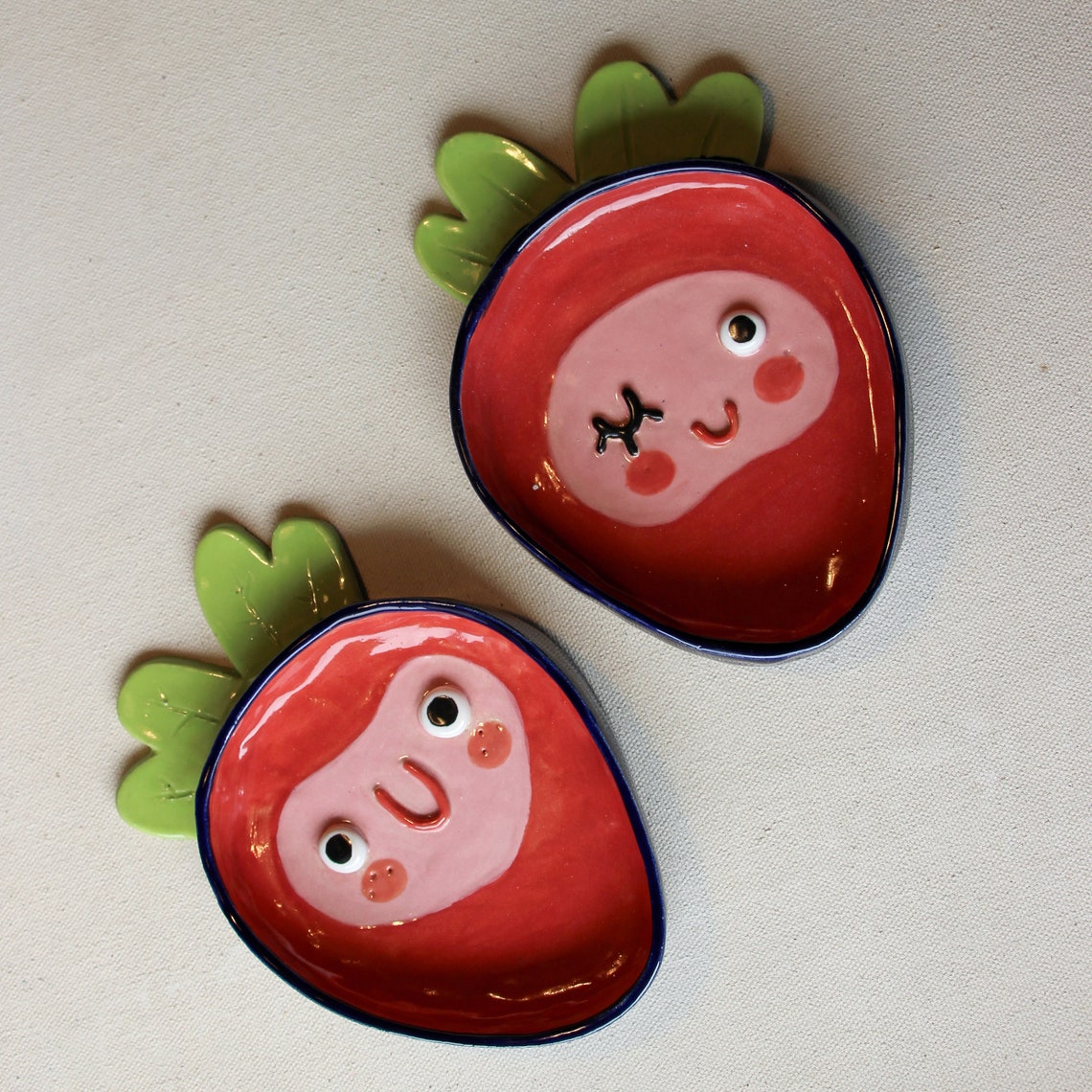 Strawberry ceramic dish trinket dish jewellery dish ring Etsy