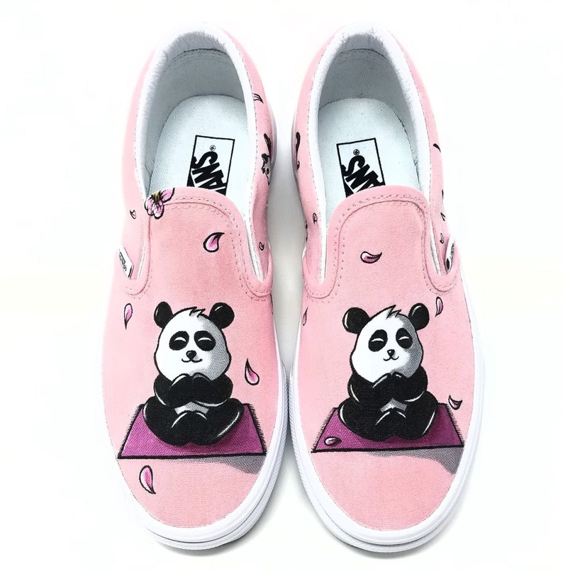 Custom Hand Drawn Panda Shoes: Classic Vans Slip-on With Zen | Etsy