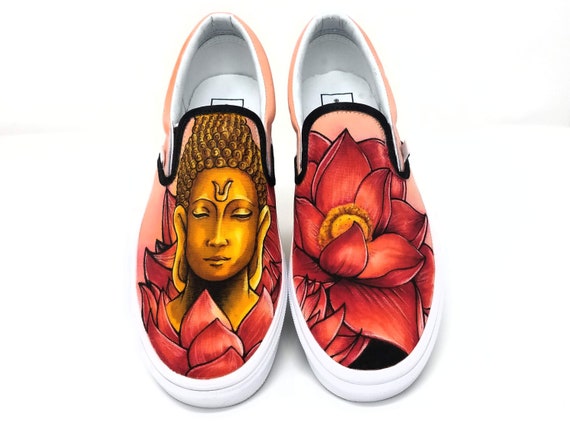 red vans with flowers