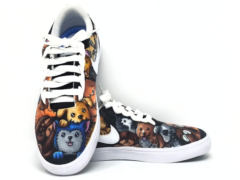 Custom Puppy Shoes Nike SB Check with a collage of Puppies Etsy