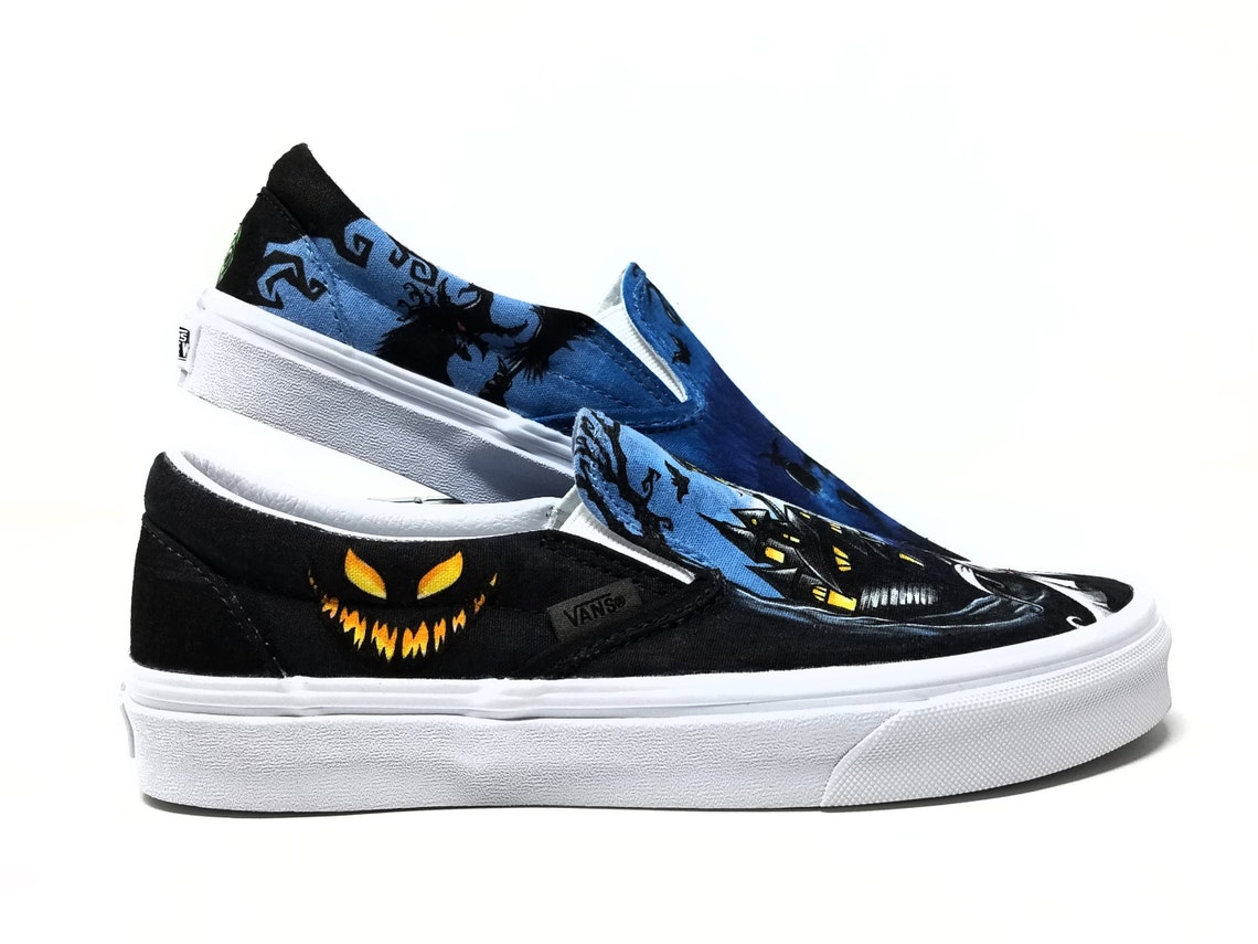 Custom Halloween Themed Shoes Vans Slipons with various Etsy