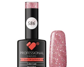 586 VB Line Pink Rose Mirror Glitter gel nail polish