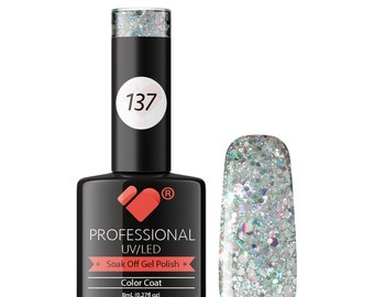 137 VB Line Transparent Silver Glitter gel nail polish