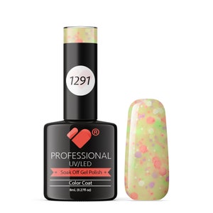 1291 VB Line Yogurt Hot Yellow Neon Glitter gel nail polish
