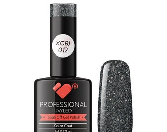 XGBJ-012 VB Line Adamant Star Black Silver Glitter gel nail polish