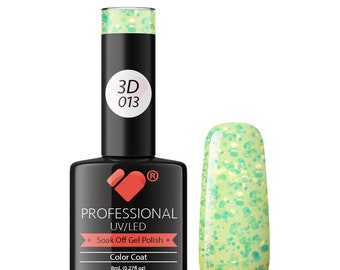 3D-013 VB Line Gold Glitter in Lime gel nail polish