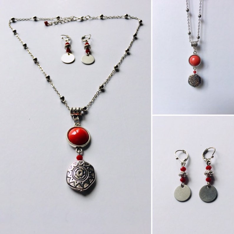 Boho red Choker necklace
