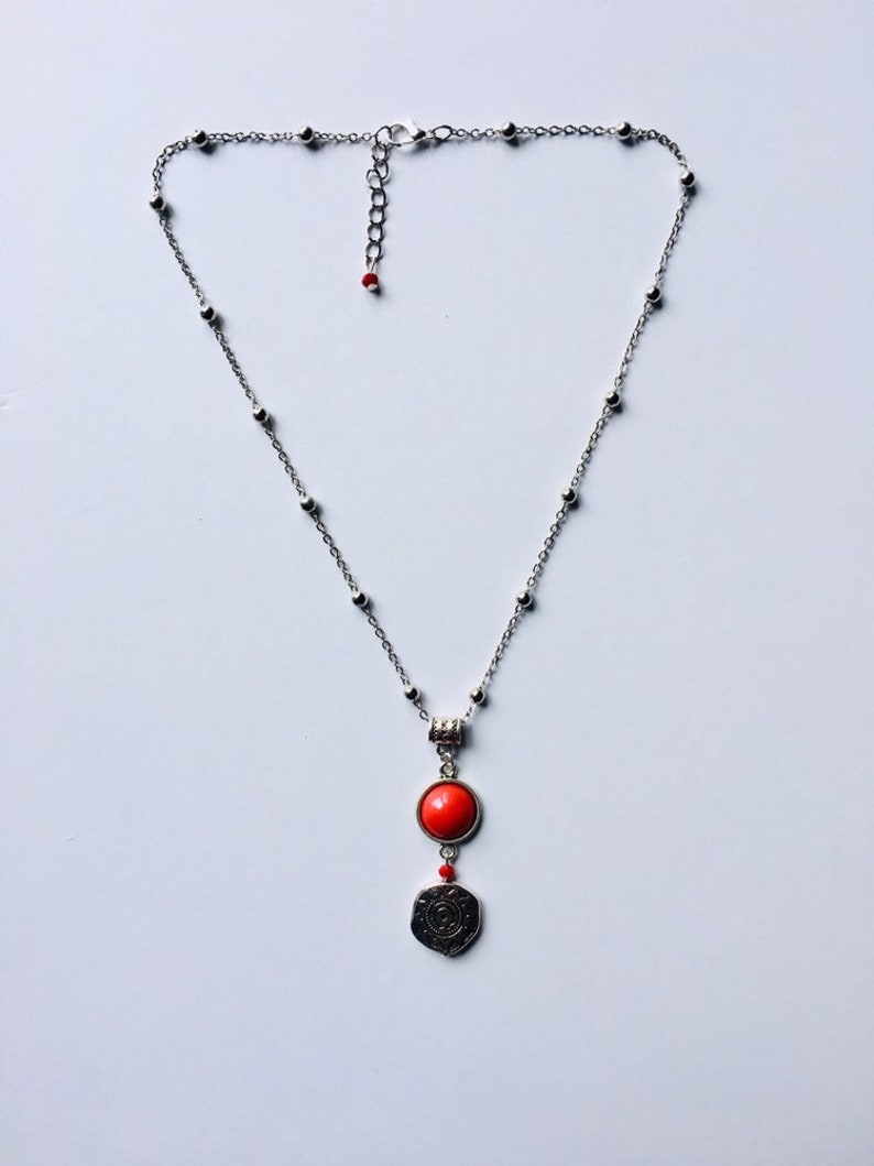 Boho red Choker necklace