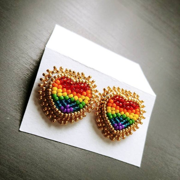 Made to Order Beaded Pride Hearts