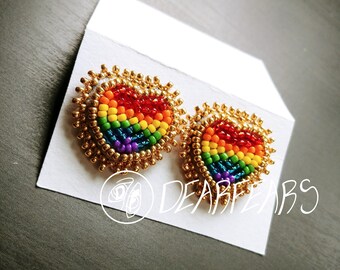 Made to Order Beaded Pride Hearts