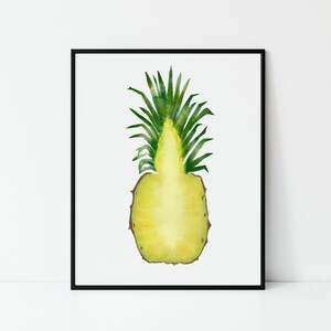PRINTABLE Pineapple half, watercolor pineapple art, pineapple decor, minimalist art, kitchen wall art, pineapple painting, watermelon gift