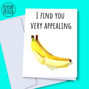 INSTANT DOWNLOAD - Banana card, printable romantic card, anniversary card, funny banana card, banana lover, banana drawing, digital art